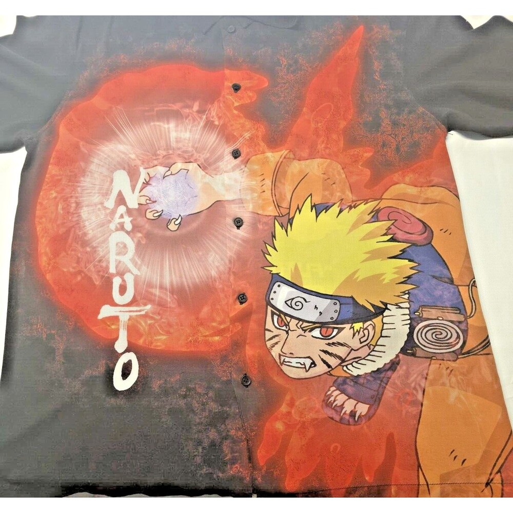 NARUTO by BERSHKA Men's Short Sleeved Shirt - Size M - 100% Viscose - Very Rare